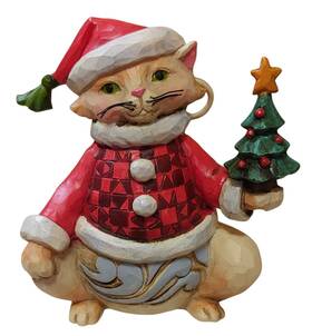 4025630 Enesco Jim Shore Christmas Cat With Tree Santa Hat And Jacket