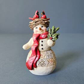 6009469 Enesco Jim Shore Heartwood Creek Snowman With Cardinal Nest Figurine Christmas Ornament