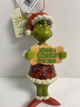 6009535 Enesco Jim Shore Grinch Inch Beware A Lives Here Christmas Ornament New