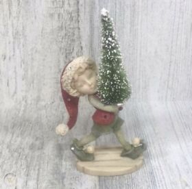 4038664 Enesco The Heart Of Christmas Elf With Tree Figurine