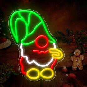 Neb-230804-gnomeb Eoxuefo Christmas Gnome Decoration - Merry Neon Light Signs