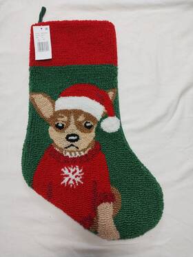 C443233282 Epc Dillards C&f Home Christmas Stocking Dog Chihuahua Hooked Wool Nwt