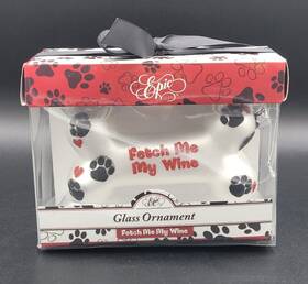 Epic Products 077757021831 Glass Fetch Me My Wine Dog Bone Ornament Christmas Paw
