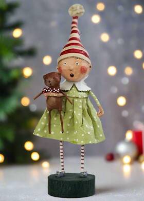 22904-ih Esc And Company Christmas Lori Mitchell Girl Discovering Santa Figurine 22904