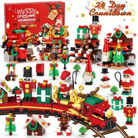 18018 Eulrgaus Calendar 2024 6 In 1 Christmas Train Building Blocks 880 Pieces Toys Advent