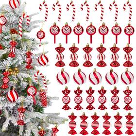 Haw-014-1 Eunhdet 32 Pcs Candy Cane Christmas Decorations Set Peppermint Red White