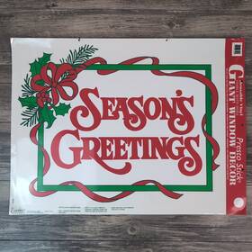 Eureka 073168981405 Vtg Seasons Greetings Vinyl Giant Window Decor Christmas Reusable Usa