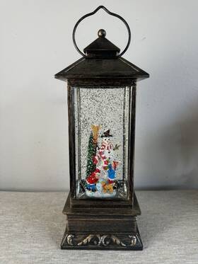Gmt-10336-g Evelyne Christmas Music&lights Snow Globe Lantern Snowman Kids Dog Not Sure If Works