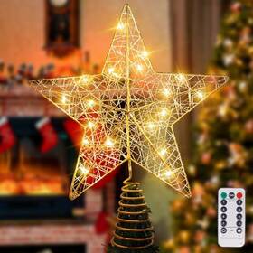 623020d Evermore Enterprise Zhejiang . Ltd Gold Christmas Tree Topper Star With 20 Warm White Led Lights Remote Control