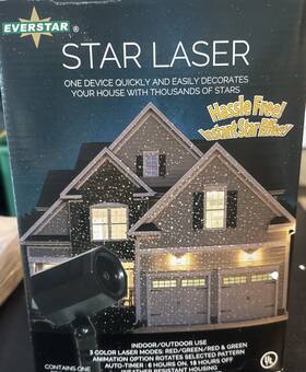 Everstar 764878680077 Star Laser Projector Holiday Light Shower Show Red And Green Stars Christmas