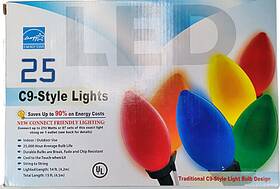 Everstar Merchandise Co. 764878700331 C9 Multicolor Energy Star Led Christmas 25 Bulb String Lights