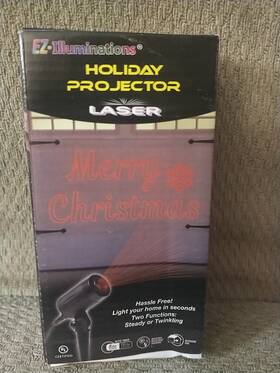 68-169a Ez-illuminations Laser Holiday Projector Merry Christmas 8 Hour Auto Timer New