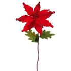 F3731016 Raz New Red Beaded Poinsettia Christmas Tree Pick 048893025236