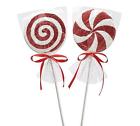 F3739234 Raz New Red And White Peppermint Lollipop Christmas Tree Pick