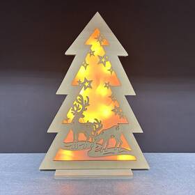 Fab Lab 894429703033 Led Wooden Christmas Table Tree Reindeer Stars Holiday
