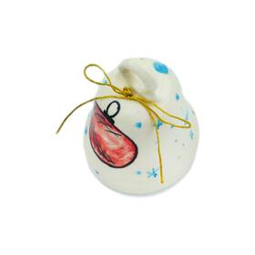 H5312n Fajans Wloclawek Faience Bell Ornament 3 Inch Christmas Red