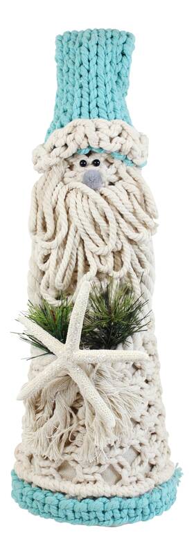 Bea42961-slv Fancy That Coastal Macrame Jolly Beachy Santa Starfish Christmas Holiday Tabletop Figurine