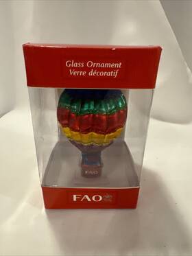 Fao 017444890319 Glass Rainbow Hot Air Balloon Christmas Spring Summer Ornament Pride
