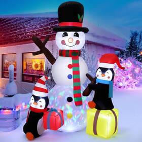 Fashionwu 196336798046 7ft Tall Christmas Inflatables Outdoor Decorations Snowman With Penguins Blo
