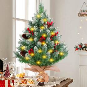 Fastdeng 635405408658 24 Inch Tabletop Christmas Tree With 50 Led Lights 2ft Prelit Small Xmas Tre