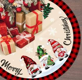 Fayoo 744110072099 Christmas Tree Skirt 48 Inch Buffalo Plaid Red And Black Gnome