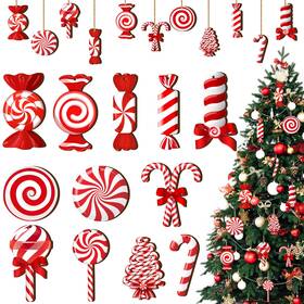 Lsbh-a45-e Fayoo Christmas Candy Lollipop Ornaments Set 24pcs Double-sided Printing