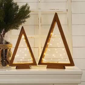 Fet-2pcstrligh Festalmart Christmas Decorations-2pcs Light Up Wooden Tree- Handmade Tabletop