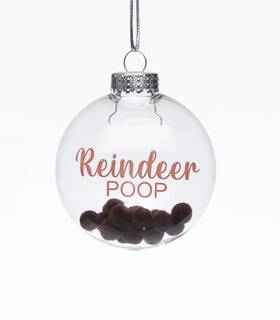 Ff001 Festive Finds Reindeer Poop Ornament - Funny Christmas 2025 For Adults And Clear