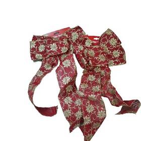 Festive Magic 333527454355 Christmas Burlap Bow X2 Large 17x11 Door Tree Decoration Red Gold Glitter Xmas