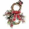 Ff022chwr001-0red Snowman Christmas Door Hanging Berries Pine Branches Bow Top Hat