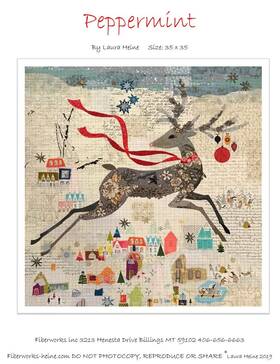 Fiberworks 666628776002 Peppermint Reindeer Christmas Collage Applique Quilt Pattern By Laura Heine F