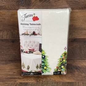 147403b20 Fiesta Holiday Tablecloth 60 X 120 Christmas Trees Decorations Fiestaware New