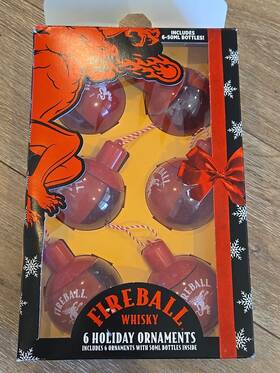 Fireball 088004047498 Cinnamon Whiskey Christmas Fillable Ornaments No Alcohol Bauble