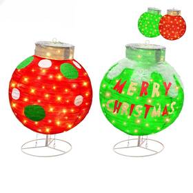 Fis-rgsdq-2 Fishope 2pc Lighted Pop-up Outdoor Christmas Ornament Set Holiday Ball Decorations W