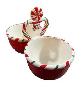 19-569 Fitz And Floyd -sugar Coated Christmas- Two Section Divided Bowl. Nib