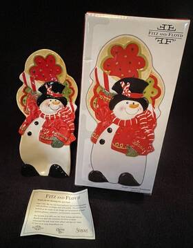Fitz And Floyd 742414335193 2008 Macy S Exclusive Sugar Coated Christmas Snowman Spoon Rest