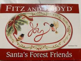 Fitz And Floyd 742414354248 New 2011 Santas Forest Friends Inch Joy Tray Christmas Serving Dish