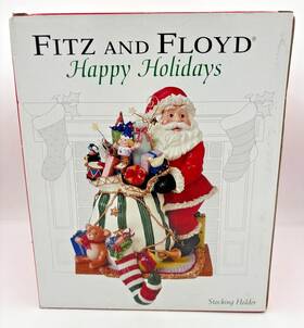 Fitz And Floyd 746944787231 Santa Toy Bag Stocking Holder Christmas Happy Holidays Nos 2004