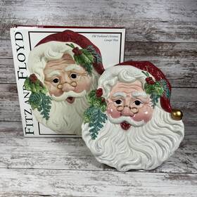 1266 Fitz & Floyd 19/1266 And Classics Old Fashioned Christmas Santa Claus Canape Plate