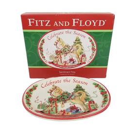 29-377 Fitz & Floyd And Celebrate The Season Sentiment Tray Rocking Horse Christmas Plate