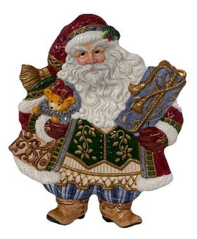Fitz & Floyd 742414227405 And Jolly Ole St. Nick Figurative/hanging Platter 15x12 Christmas Santa