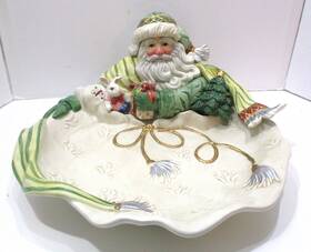 Fitz & Floyd 742414310237 And Gregorian Serving Bowl Santa Christmas Platter Centerpiece