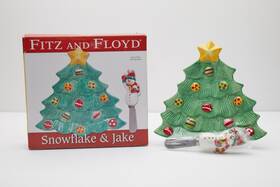 Fitz & Floyd 742414341699 And Snowflake Jake Christmas Holiday Snack Plate Spreader 2009