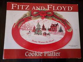 Fitz & Floyd 742414345529 And Home Warms The Heart 14 Inch Oval Christmas Cookie Plate Platter