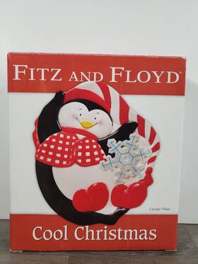 Fitz & Floyd 746944788474 New In Box And Cool Christmas Penguin Canape Plate