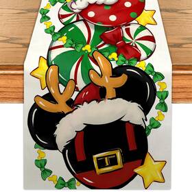 Flaircave 762849802558 Christmas Table Runner Cartoon Mouse Navidad Kitchen Dining Centerpiece