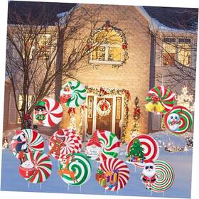 Mc002 Flordeluna 12 Pcs Outdoor Christmas Decorations Double Printed Yard Signs With