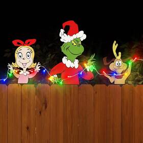 Flowerherd 744759904485 Christmas Fence Decorations Outdoor - 3pcs Light Up Yard W