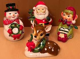 Follow The Magic 051053231088 Mr. Christmas Light Up Ceramic Ornaments Figures Set Of 4 Read