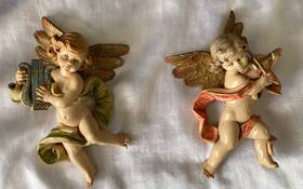 2angel Fontanini Vtg Italy Simonetti Depose Cherub Christmas Angel Figurine 2 80s